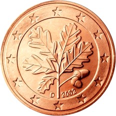 Euro-Münzen mit Eichenlaub